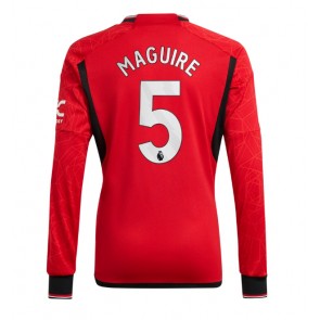Lacne Muži Futbalové dres Manchester United Harry Maguire #5 2023-24 Dlhy Rukáv - Domáci